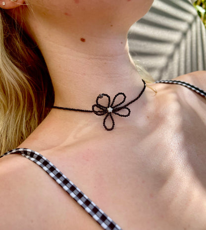 Beaded Flower Choker